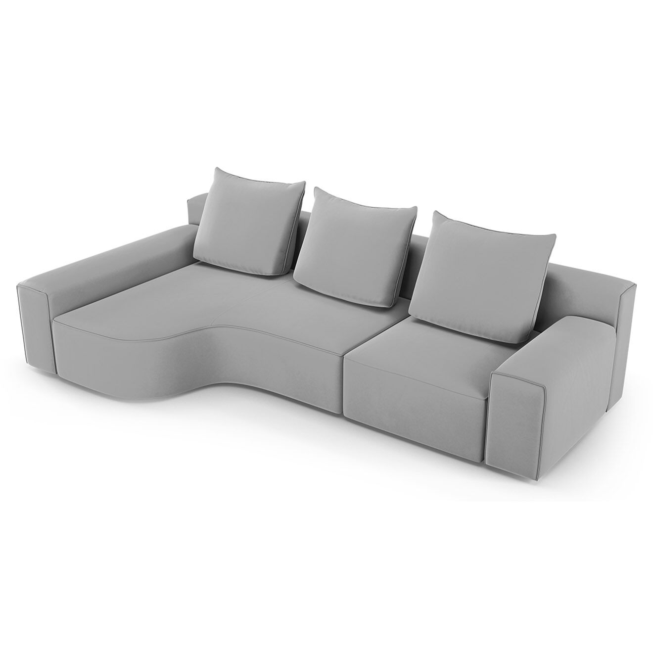 Mazzini Sofas Canapé d'angle Gauche Velours Ivy 4 Places gris clair - 280x137x89 cm