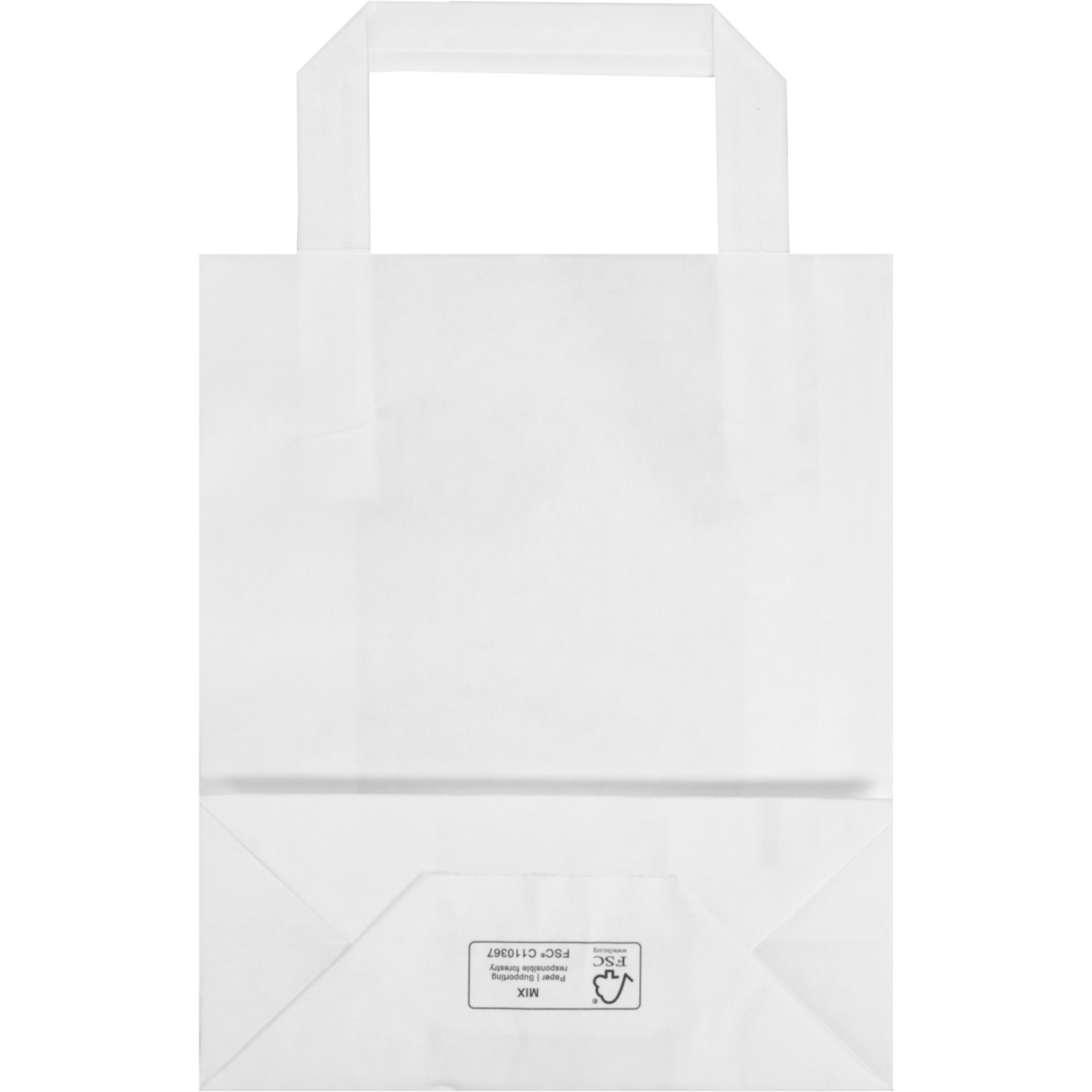 Tas, Papier, platte handgreep, 18x 8x22cm, draagtas, wit
