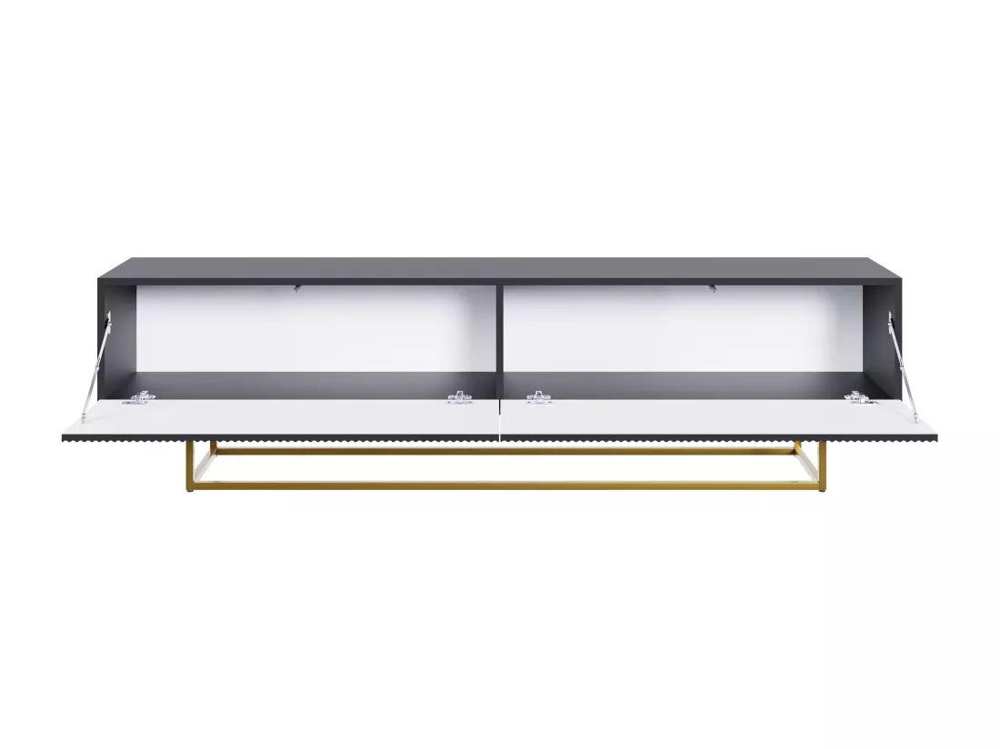 Meuble TV - 175 cm - noir sur pieds dorés - VELDIO
