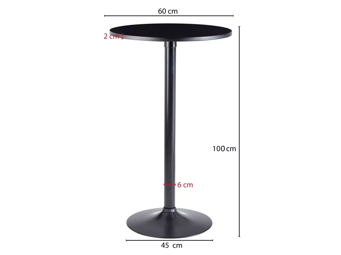 table de bar table haute noire Ø 60 cm table bistrot métal / bois table ronde