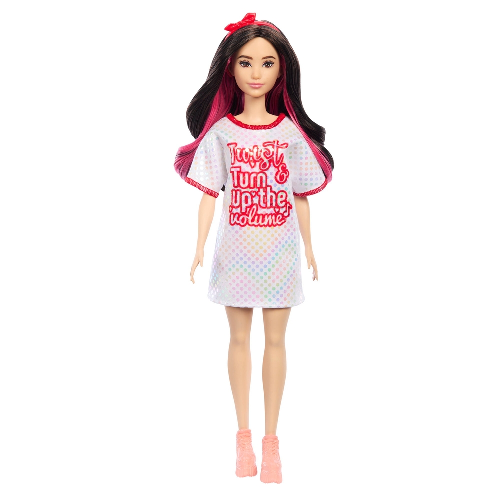 Barbie Fashionista Puppe 214 mit schwarzem Haar und Twist 'n' Turn Kleid