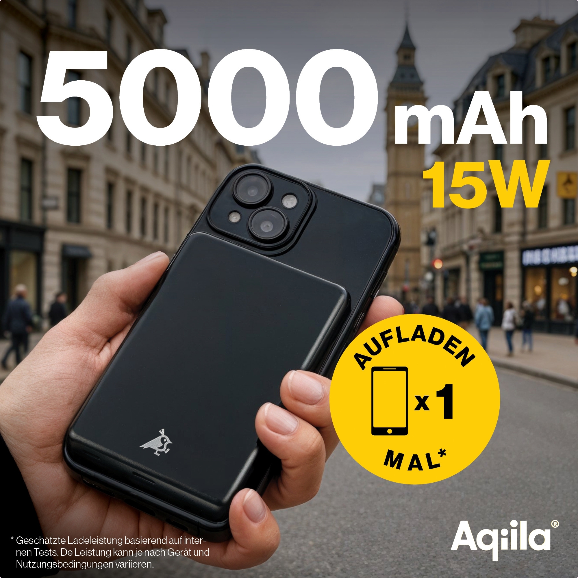 Aqiila Powerbird drahtlose Powerbank 20 W schwarz 5000 mAh