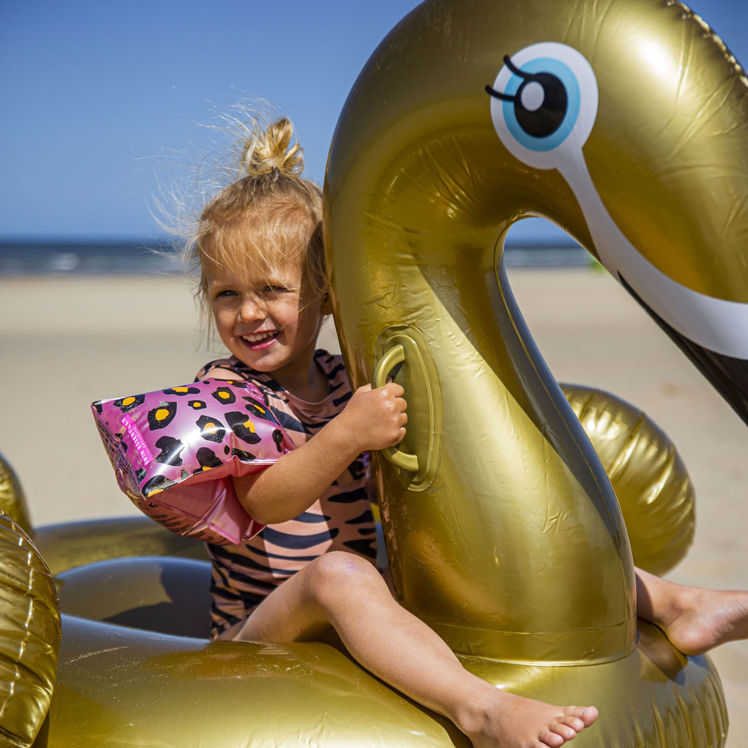 Swim Essentials Zwembandjes Panterprint Rose Goud, 2-6 jaar