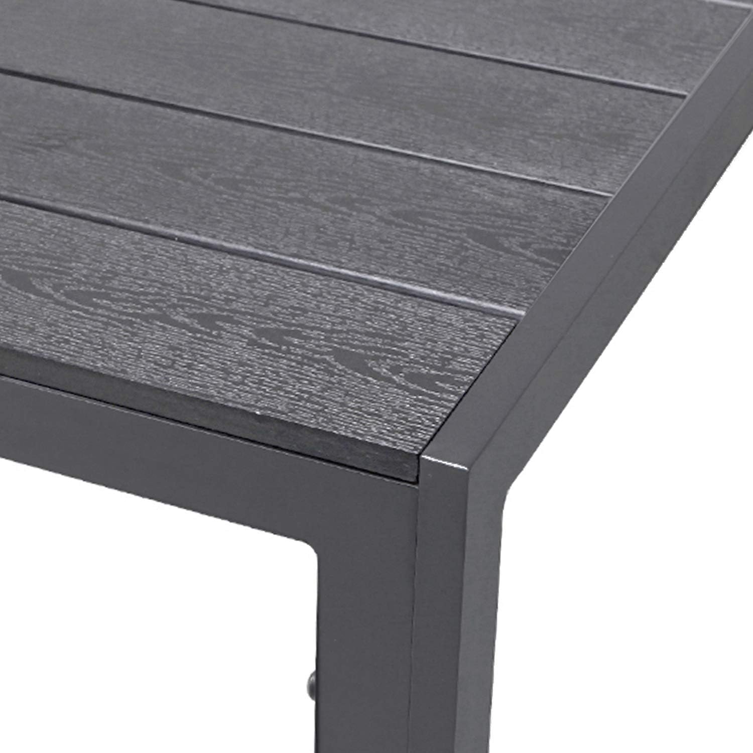 Schöner Aluminium Gartentisch anthrazit Esstisch Gartenmöbel Tisch Holzimitat wetterfest 160x90x74cm