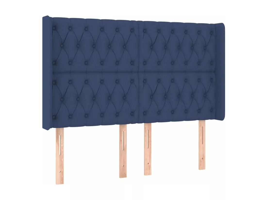 Sommier tapissier avec matelas et LED Bleu 140x190 cm Tissu