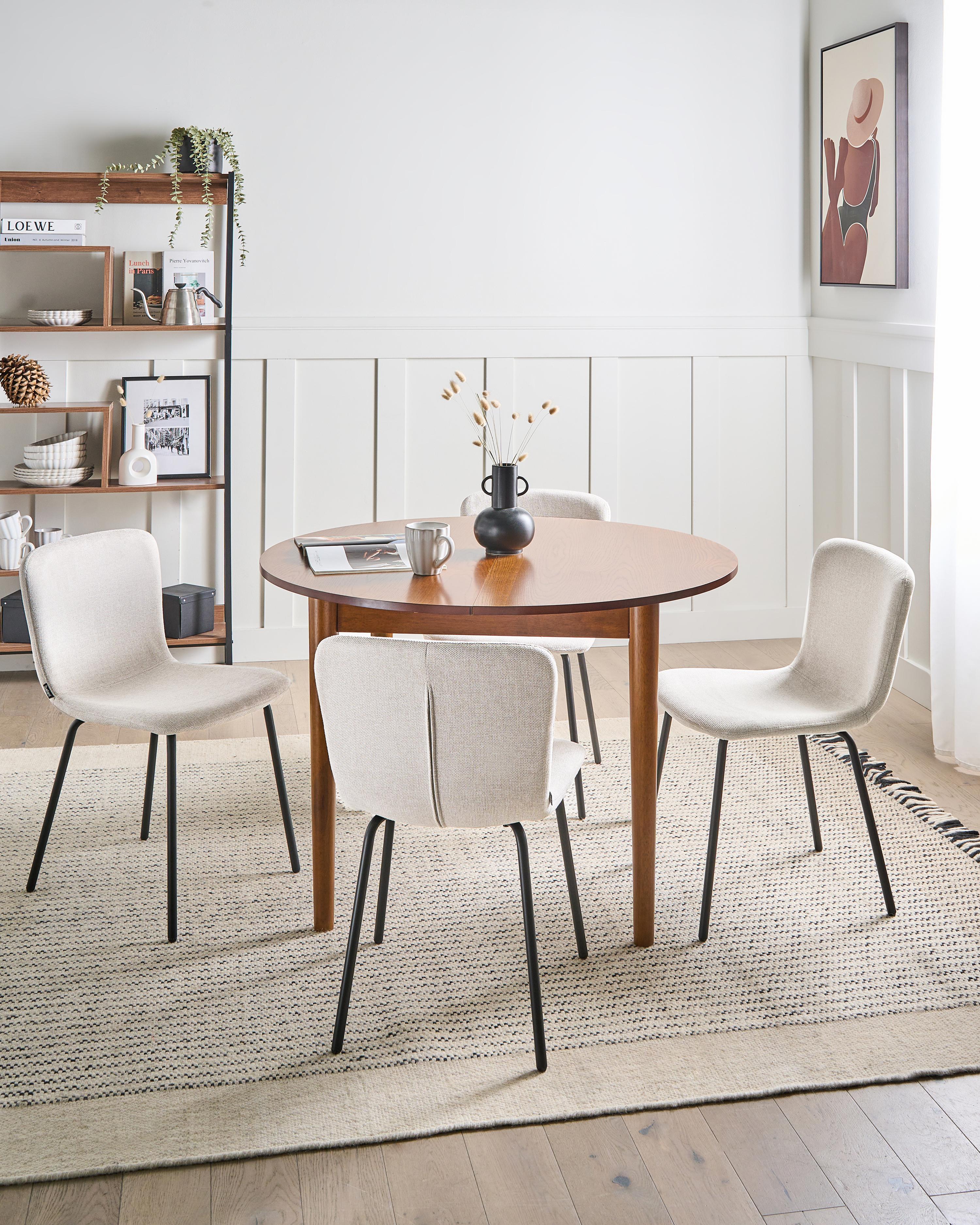 Set van 4 eetkamerstoelen CALDWELL Stof Lichtbeige
