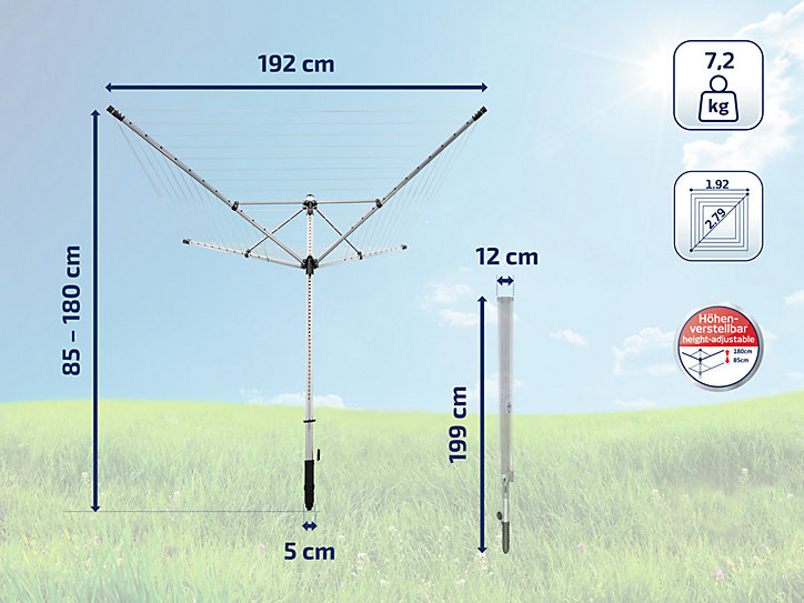 Séchoir parapluie de jardin 60 m Leifheit LinoLift 600 QuickStart