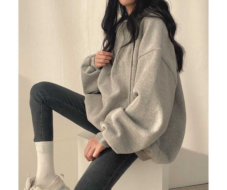 Bolgivy - Effen hoodie met halve rits