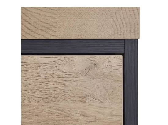 KALDARI - Ilôt de cuisine Plateau 230cm avec Rangement Aspect Bois Pieds Métal