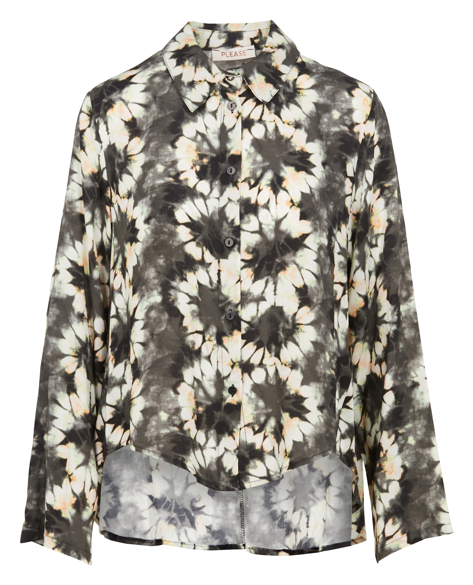 Chemise col classique imprimé tie and dye| Noir
