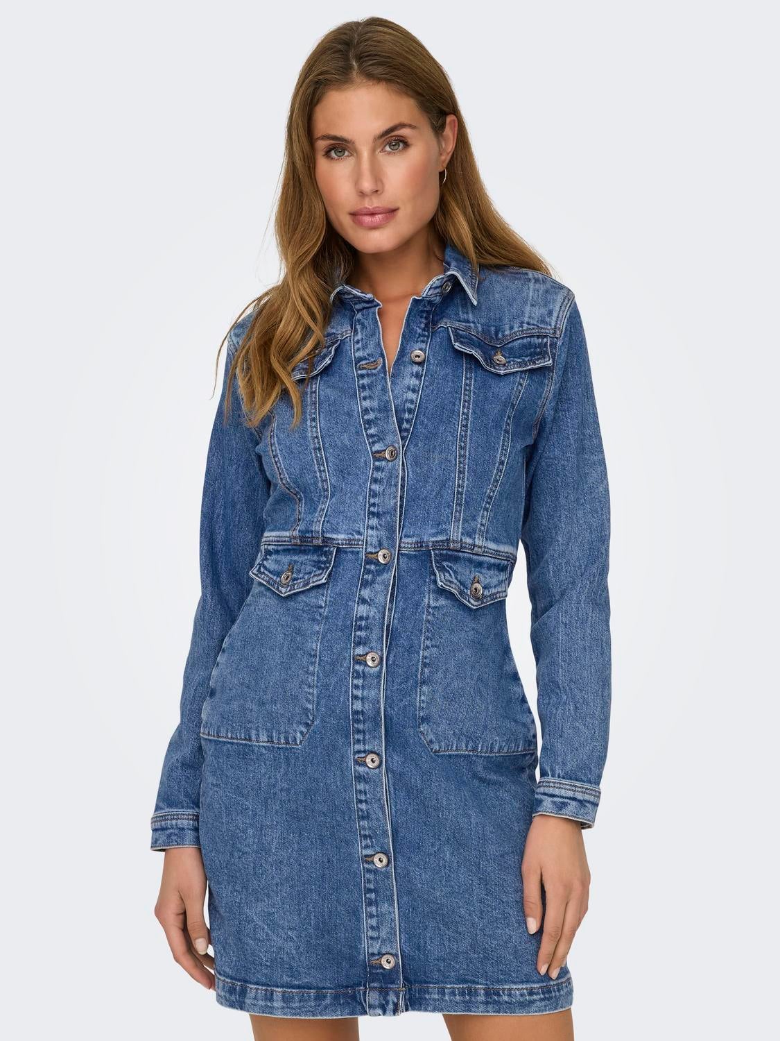 ONLAUGUSTA Kurzes Kleid Medium Blue Denim