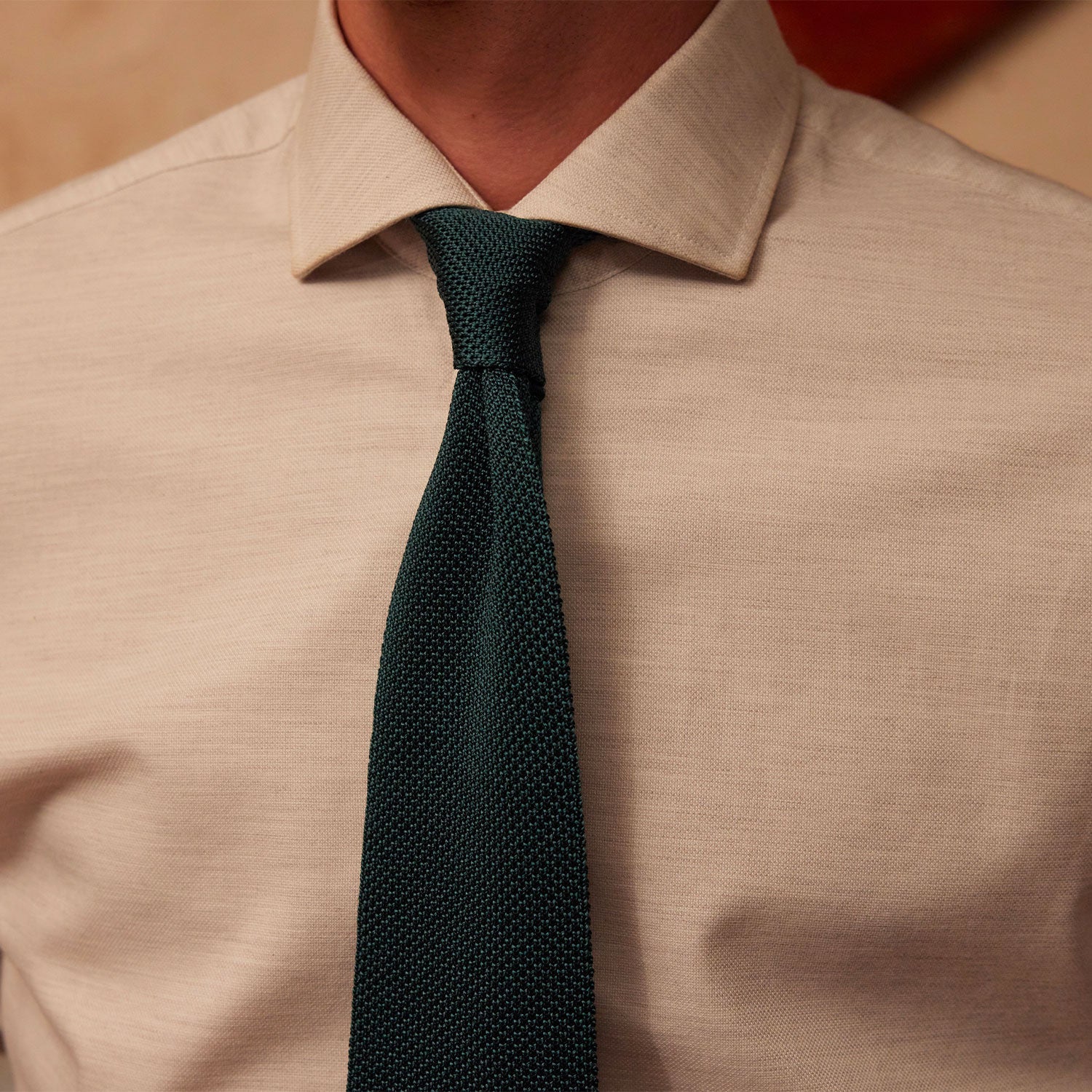 Forest green silk grenadine tie