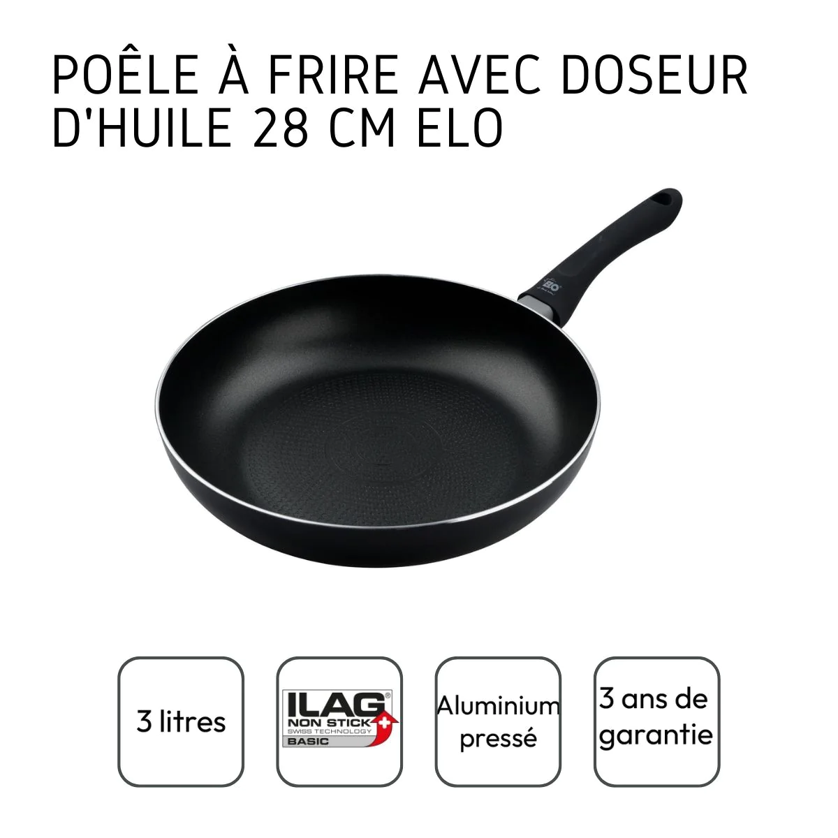 Poêle à frire 28 cm en aluminium pressé Smart Life Elo