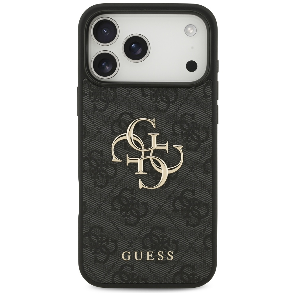 iPhone 17 Pro Max Leder Hardcase Hülle 4G Big Metal Logo (GUHCP17X4GMGGR) - Schwarz