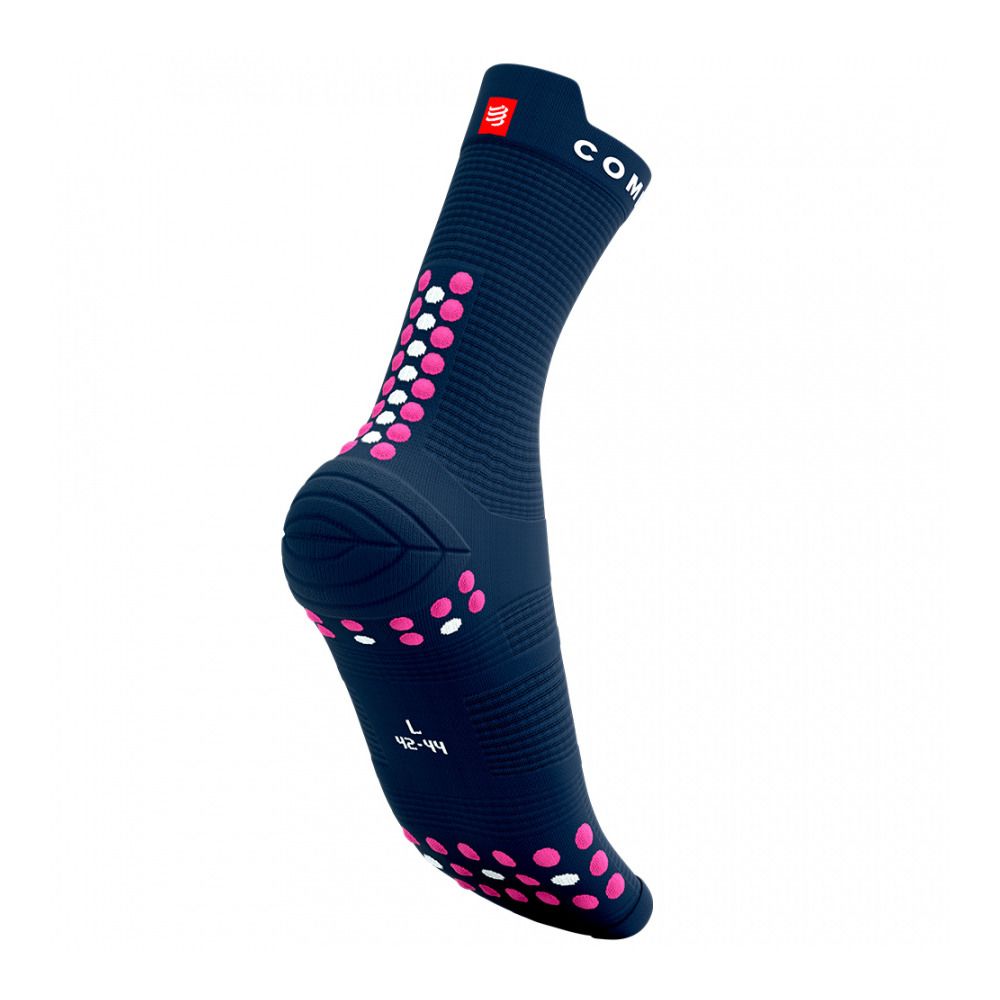 Compressport PRO RACING V4.0 RUN HIGH - Chaussettes mood indigo/magenta