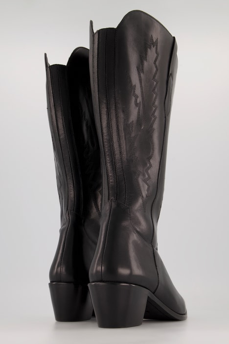Leder-Cowboystiefel, 3 XL-Schaft, Stickerei, Weite H