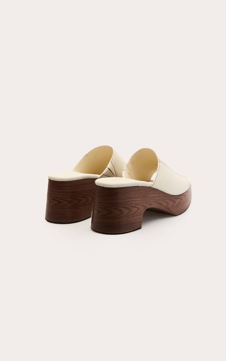 Crème Sandales Mules À Plateforme En Synthétique