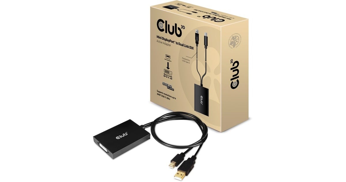 Club 3DMini DisplayPort 1.2 > Dual Link DVI-D adapter  (Zwart, 0,6 meter)