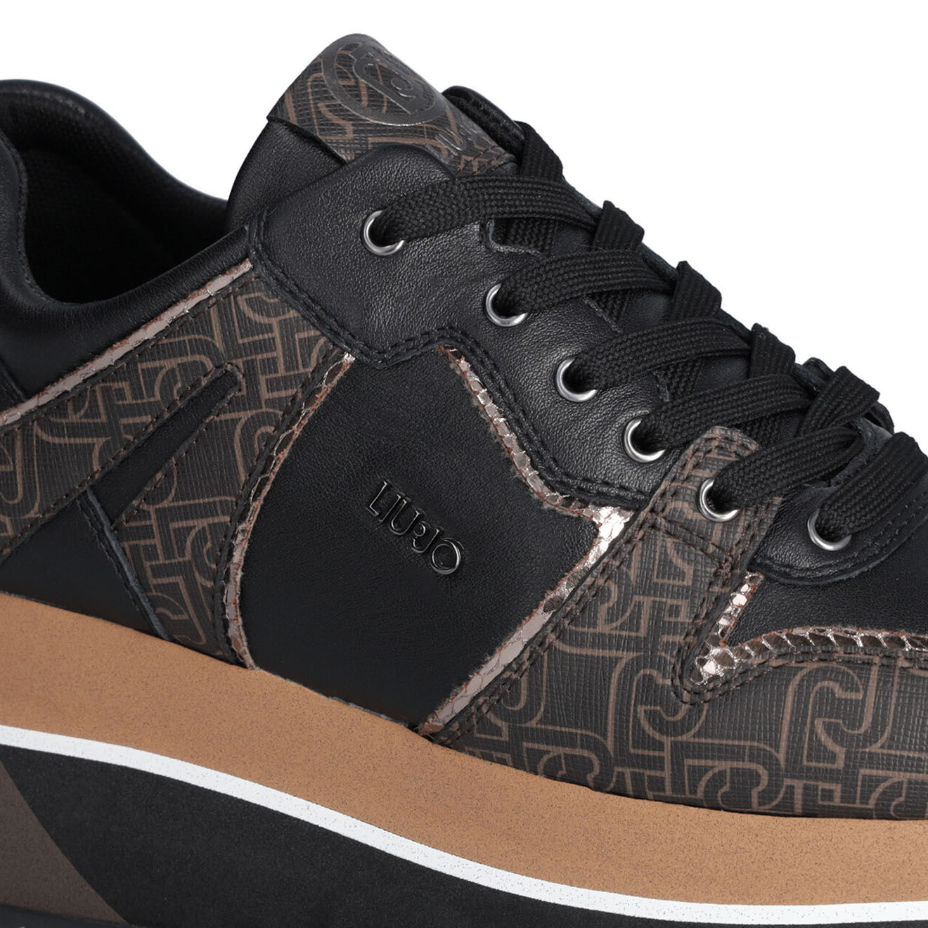 Liu-Jo Sneakers en Cuir Iris noir/marron