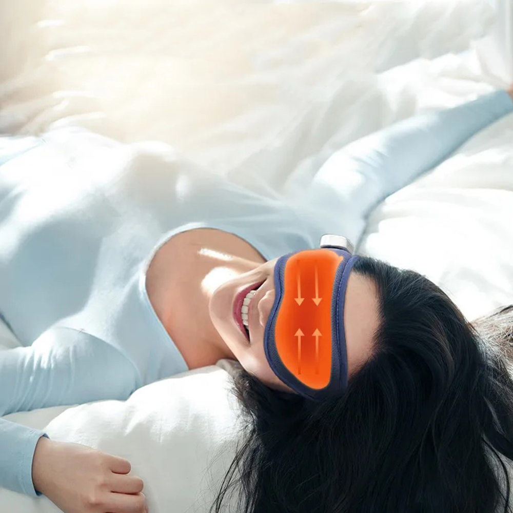 2in1 Elektrische USB Augenmaske Wärmende Massage Maske Kühlende Augenbinde - Dunkelblau