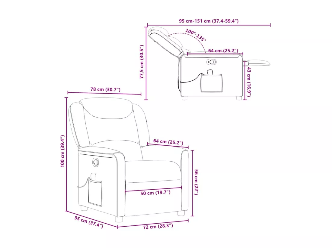 Fauteuil de massage inclinable Taupe Tissu