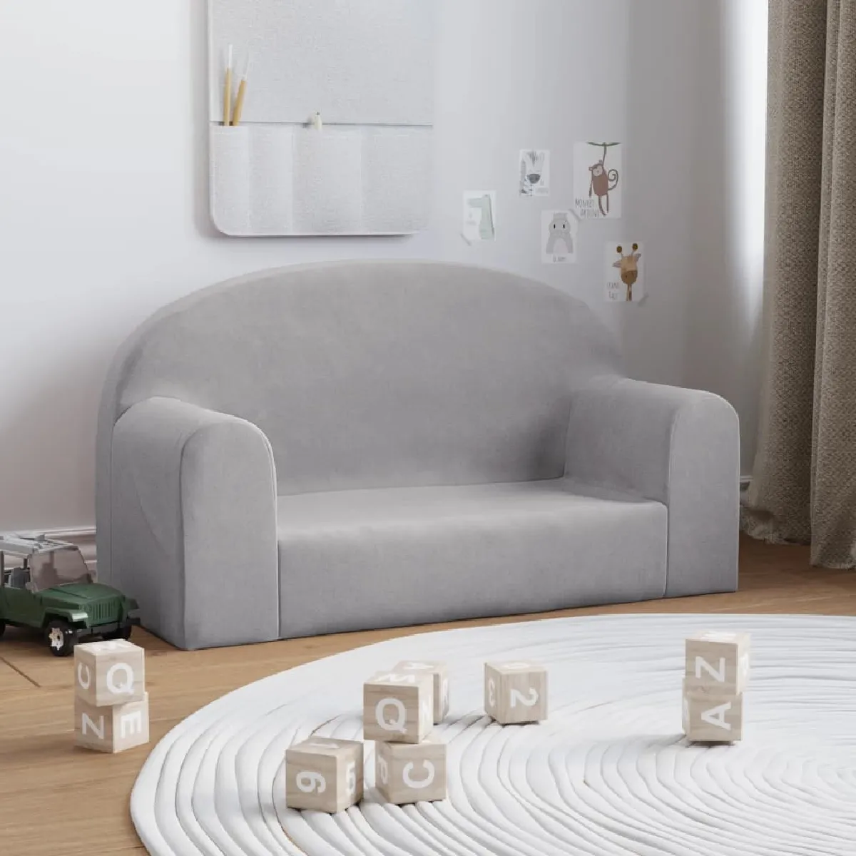 vidaXL Canapé pour enfants 2 places - Gris clair