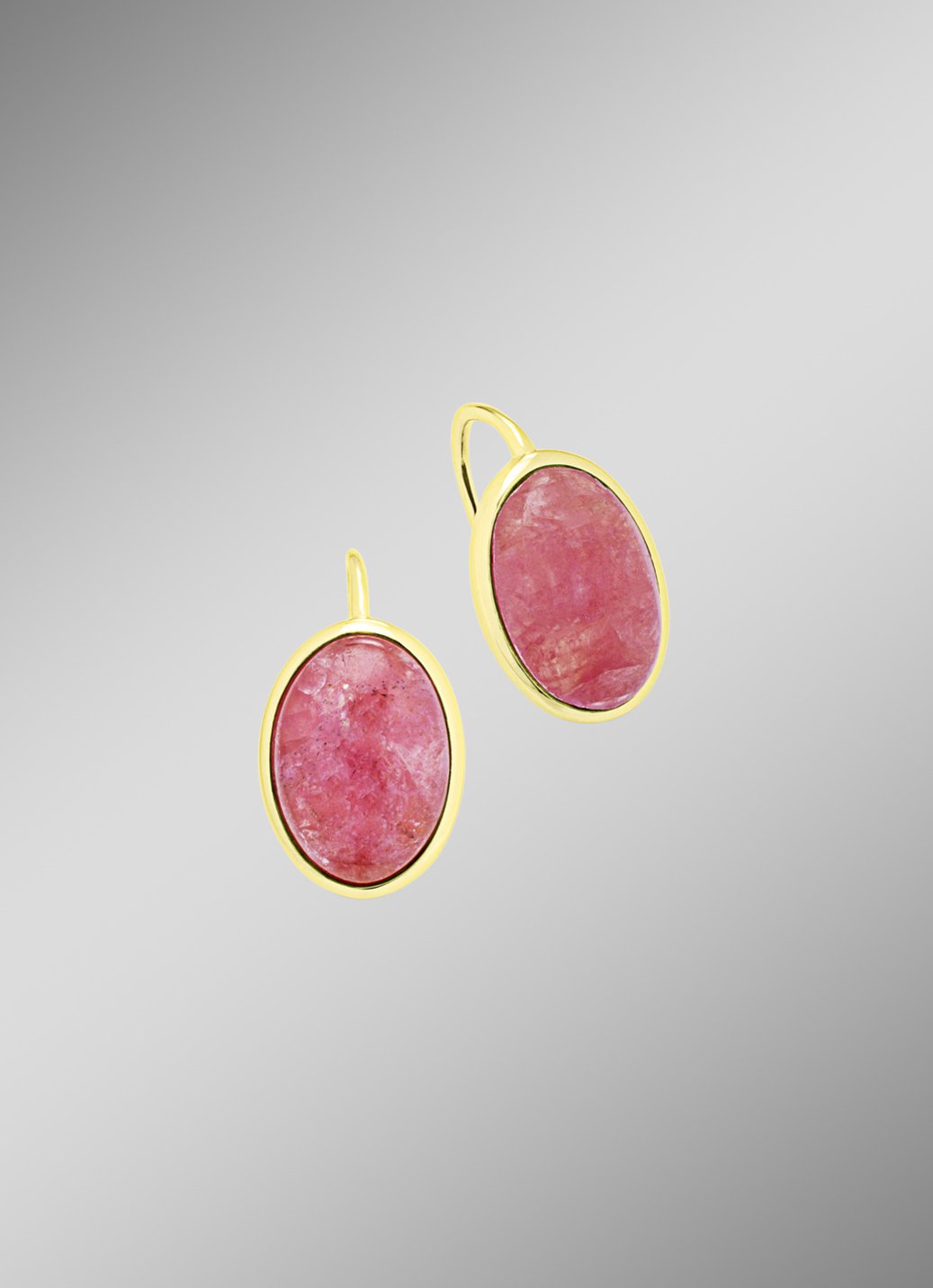 Vergoldete Ohrringe mit Rhodochrosit