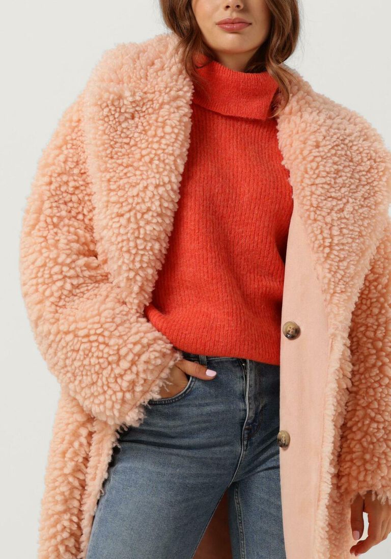 BEAUMONT roze beaumont teddy jas reversible curly lammy coat