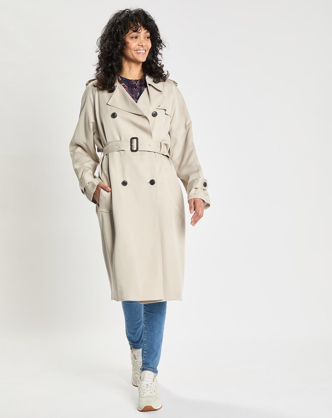 Tommy Hilfiger Trench long fluide beige grisé