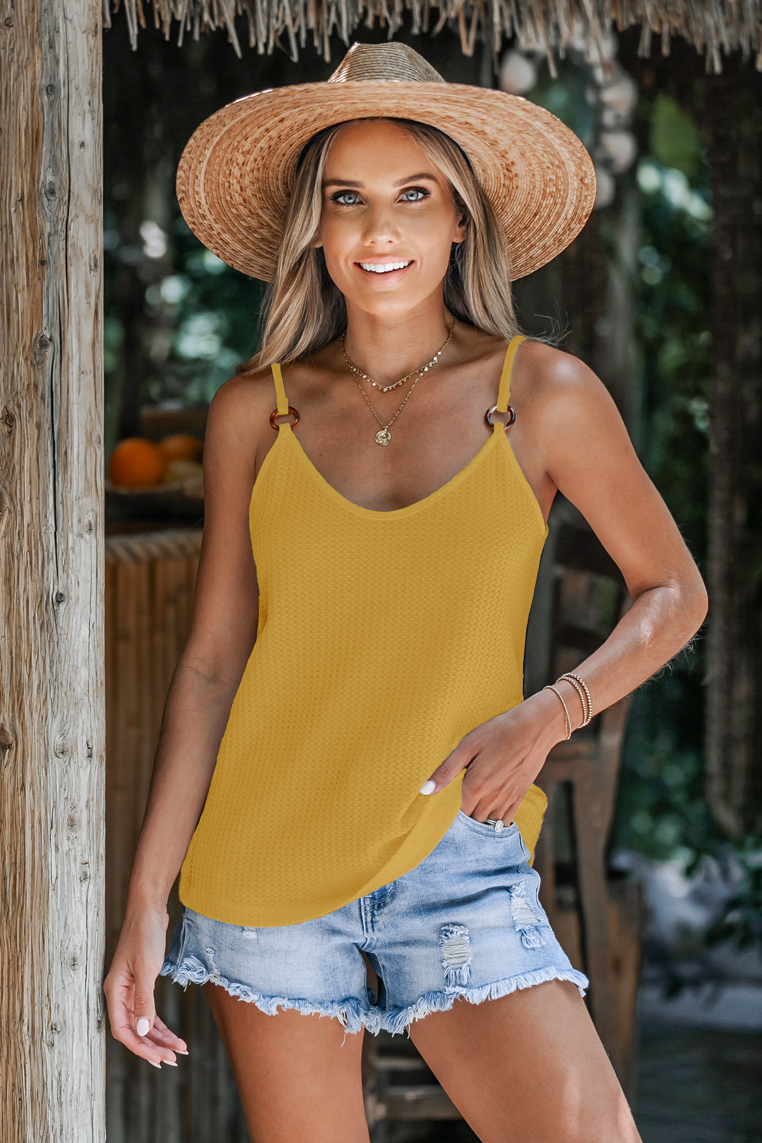 Débardeur en jersey jaune moutarde