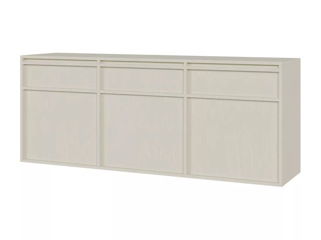 Buffet à trois portes - 154 cm - avec tiroirs - suspendu - crème - EVO
