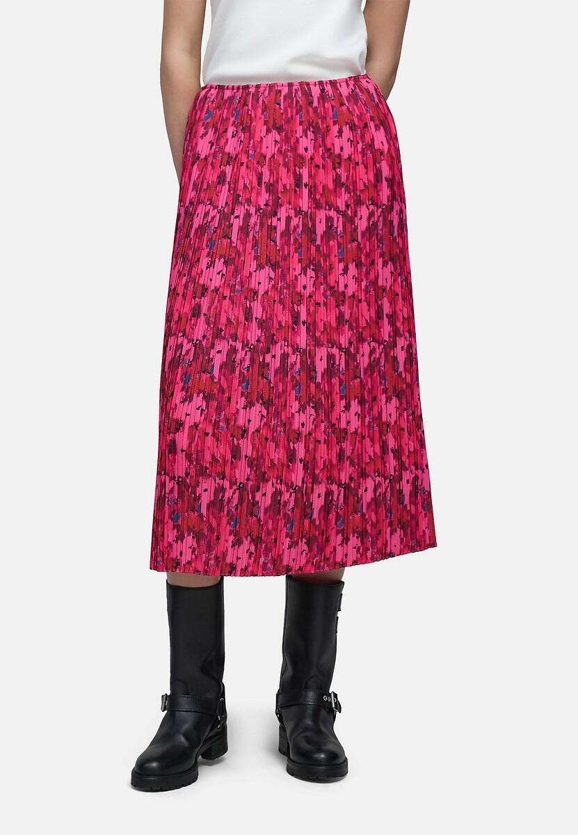 IKKS<br>Saia midi estampada, evasê