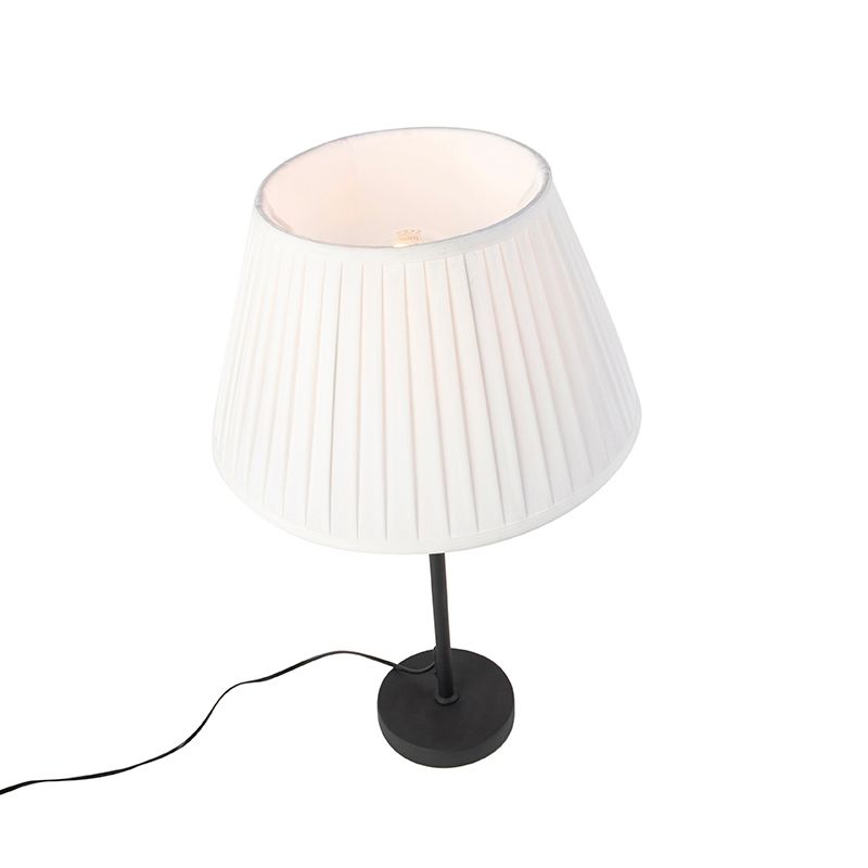 Tafellamp zwart met plisse kap crème 35 cm verstelbaar - Parte