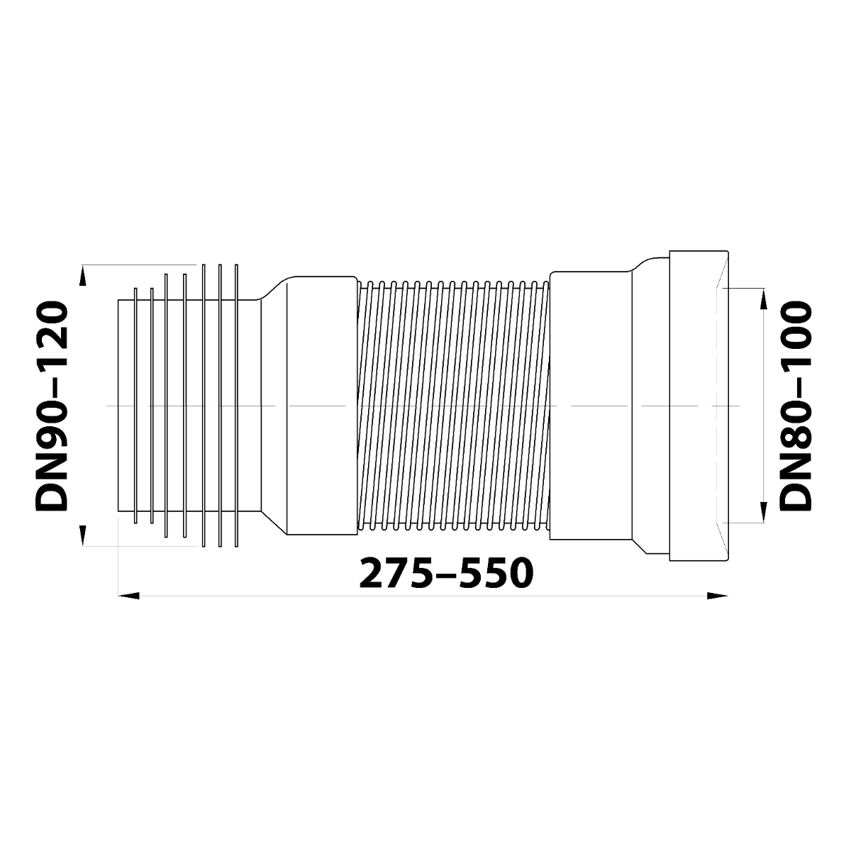 Bruckner flexibele wandclosetbocht uitschuifbaar 27,5-55cm