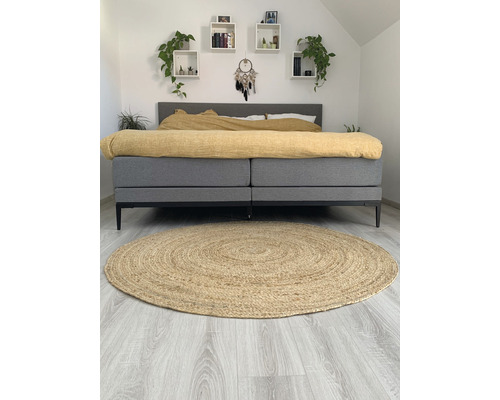 Rond jute vloerkleed, natuurlijke afwerking, Ø 160 cm