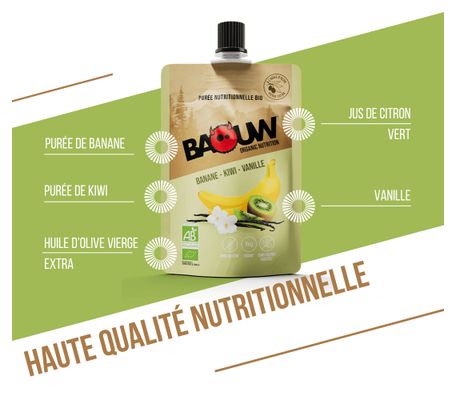 Purée énergétique Bio Baouw Banane/Kiwi/Vanille - 90g