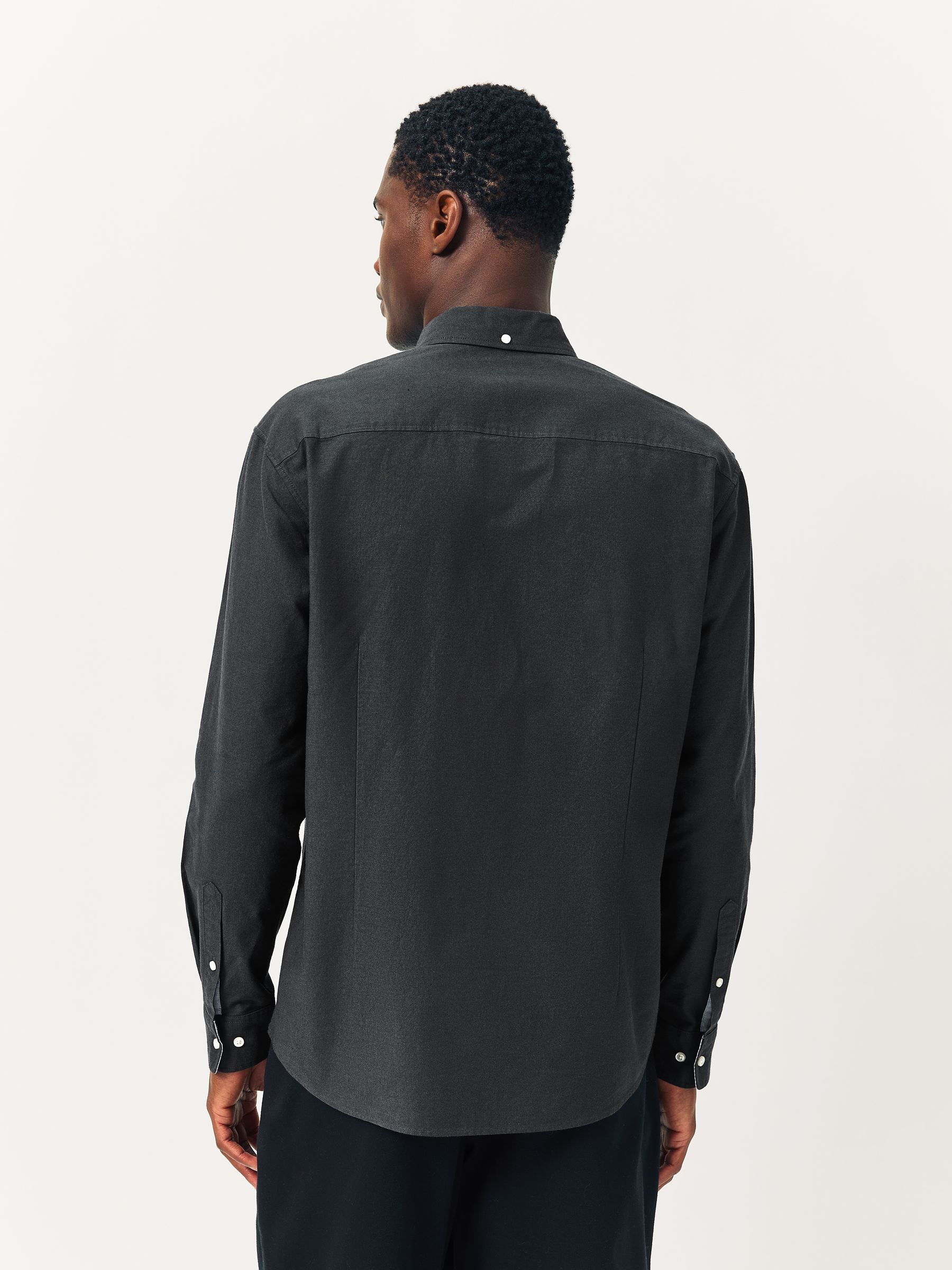 Antraciet - Slim Fit - Oxford-hemd met lange mouwen