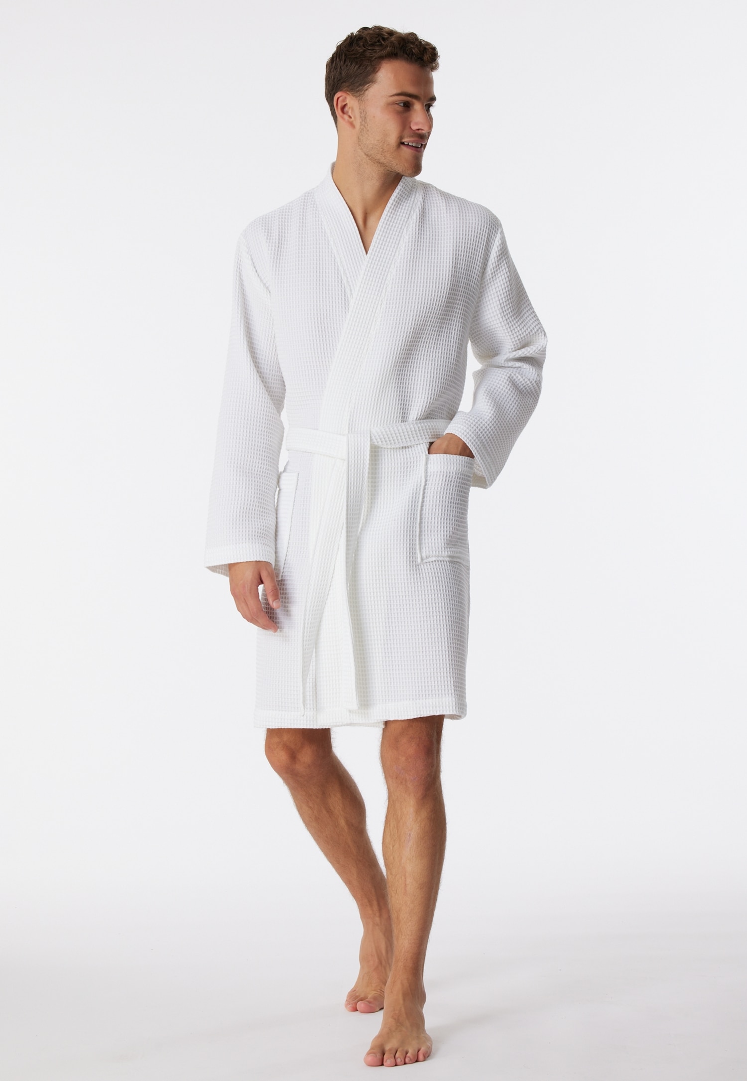 Schiesser Herrenbademantel »Essentials«, mit Bindekordel, Kimono-Schnitt