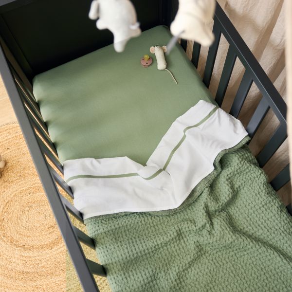 Juniorhoeslaken Uni Olive Green 70 x 140 / 150 cm