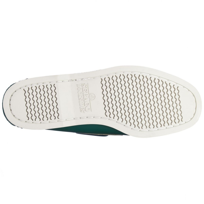 DOCKSIDES CUIR Green Forest-Chaussures bateau pour homme en cuir vert Portland