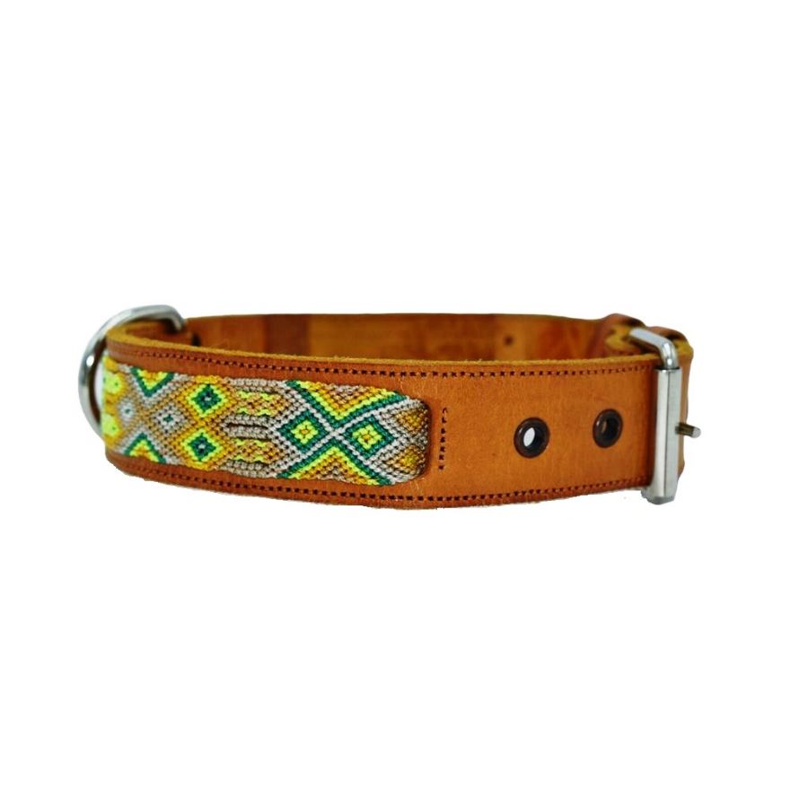 Coleira de couro artesanal LOYAL, tamanho G, para cães.