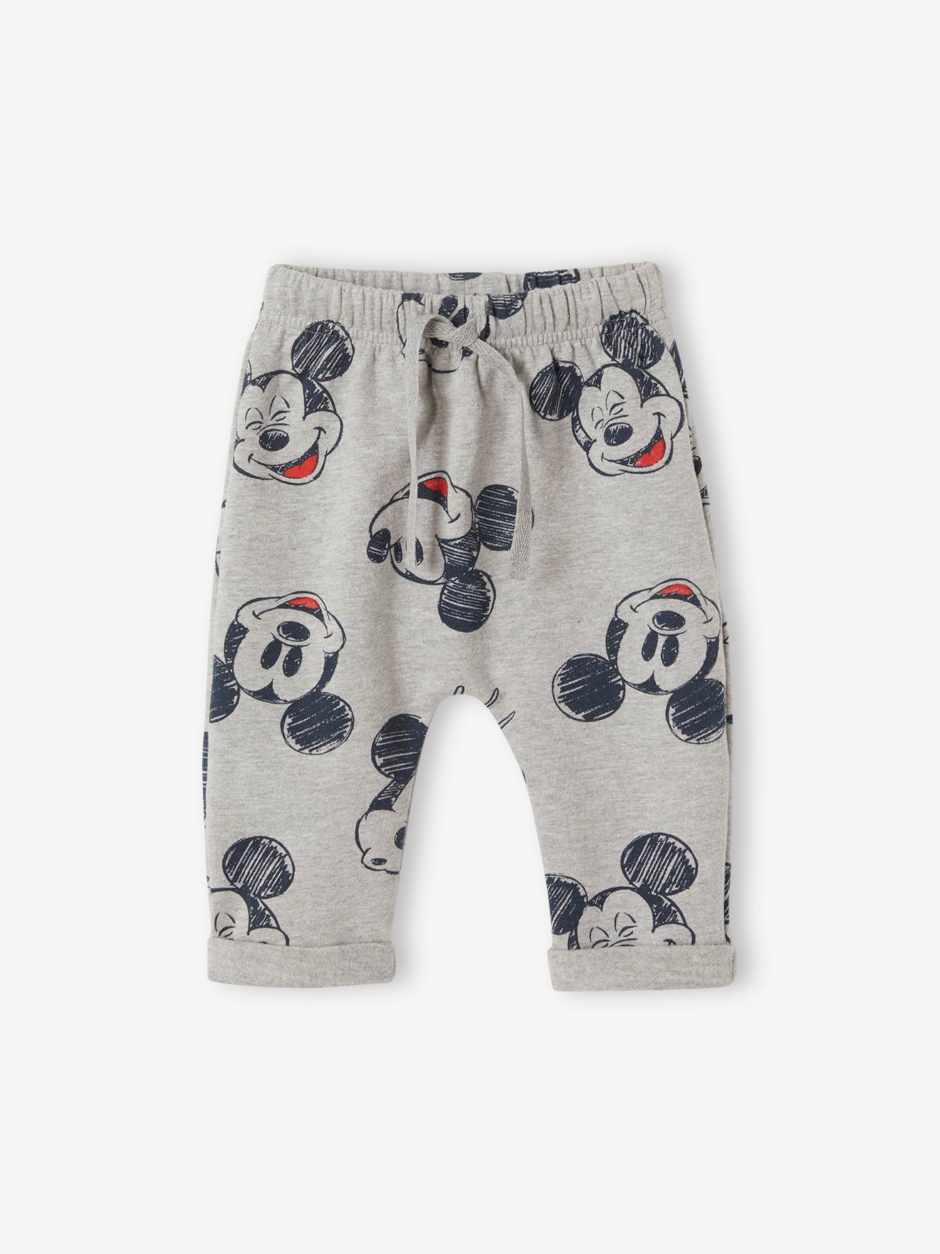 Calça harém lisa cinza tamanho médio para bebê Mickey® com estampas.