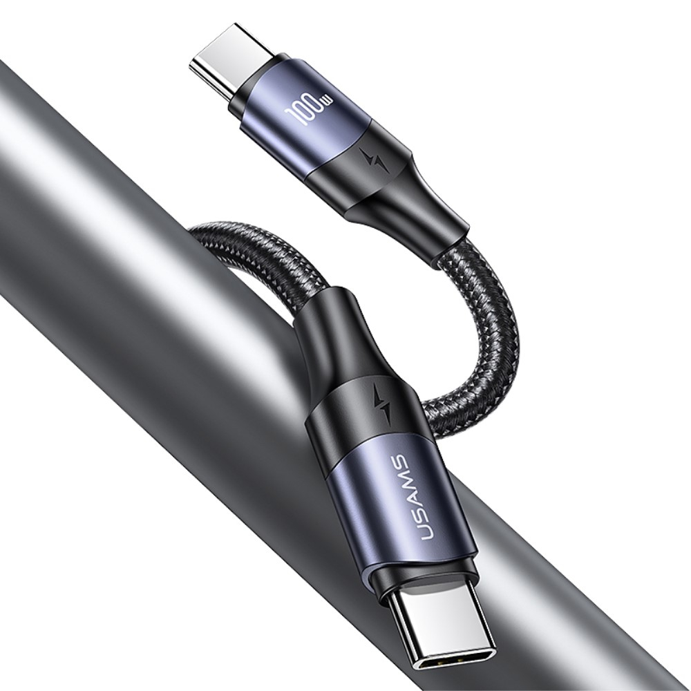 (3m) 100W USB C Nylon Ladekabel Fast Charge Datenkabel - Schwarz