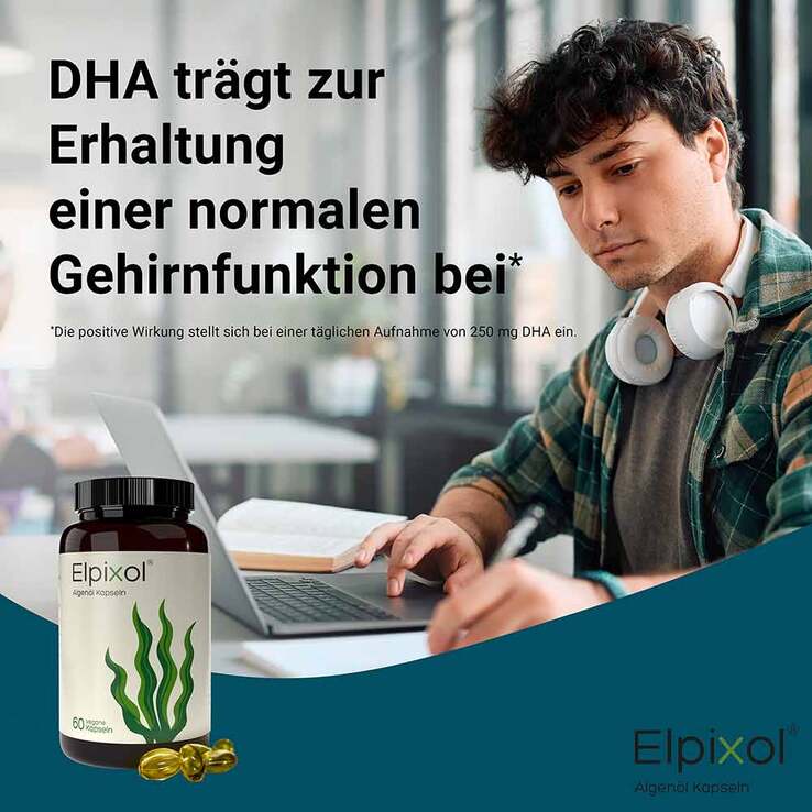 Algenöl Kapseln 1000 mg Omega-3 vegan Elpixol, 60 St