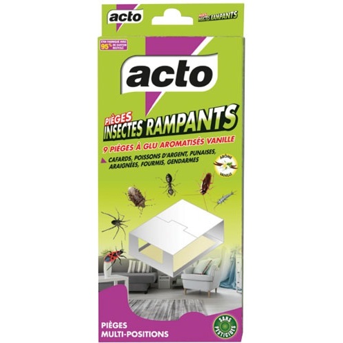 Piège à glu pour insectes rampants aromatisé vanille Acto - Étui de 9