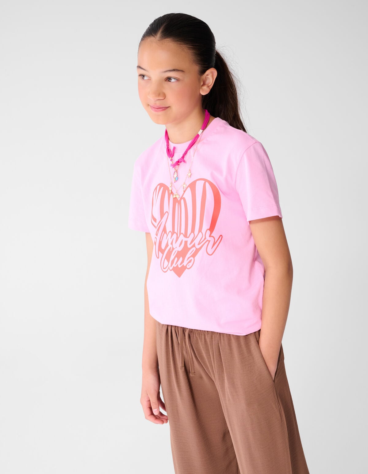 Heart Club Artwork T-shirt Roze