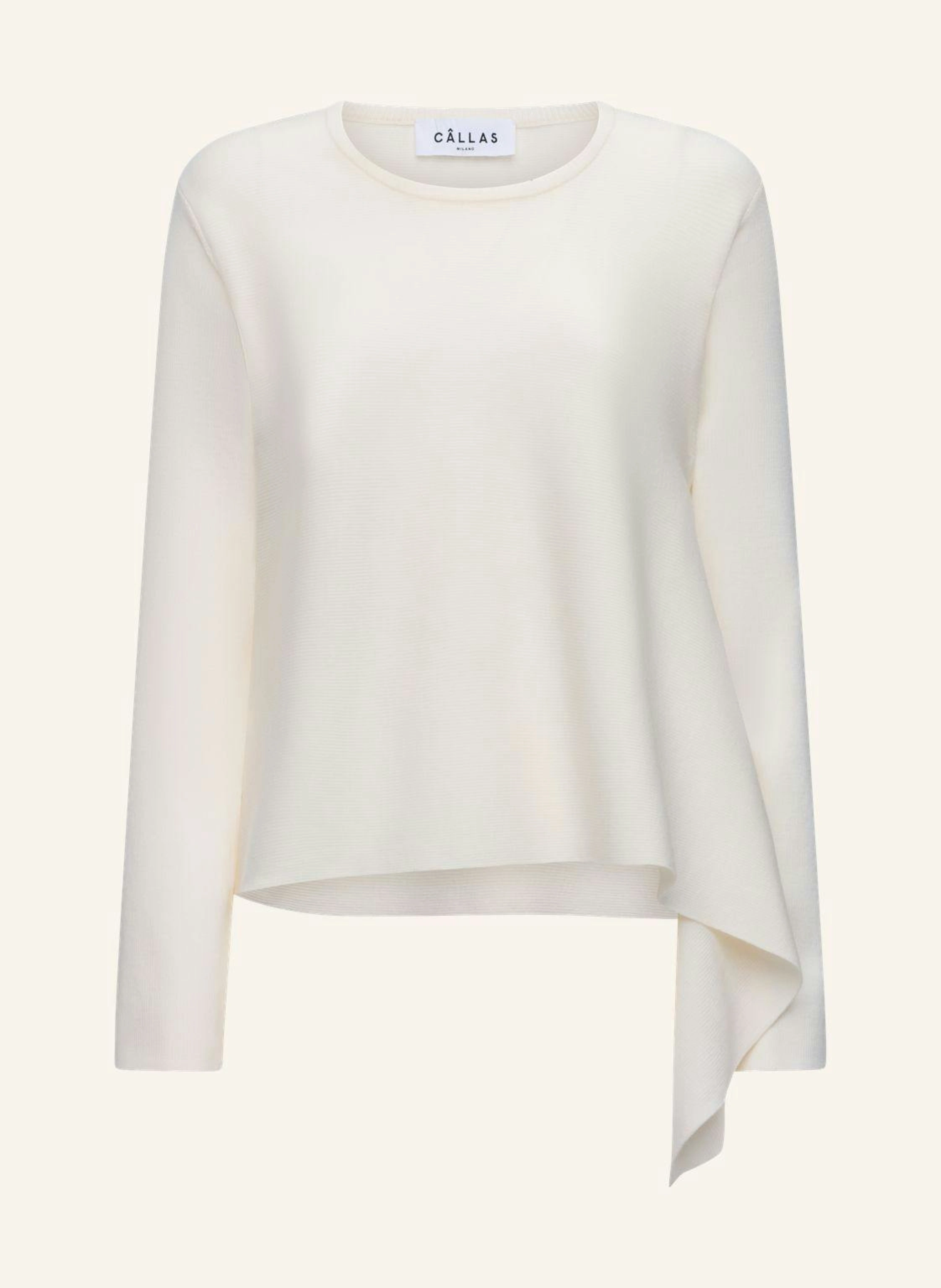 CÂLLAS MILANO HELOISE Asymmetrischer Pullover aus Merinowolle mit Rundhalsausschnitt