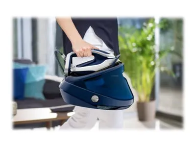 Tefal Pro Express Vision GV9812E0 - Dampstrygejern med automatisk afbrydelse - såleplade: Durilium AirGlide Autoclean - 3000 W - kjoleblå/hvid