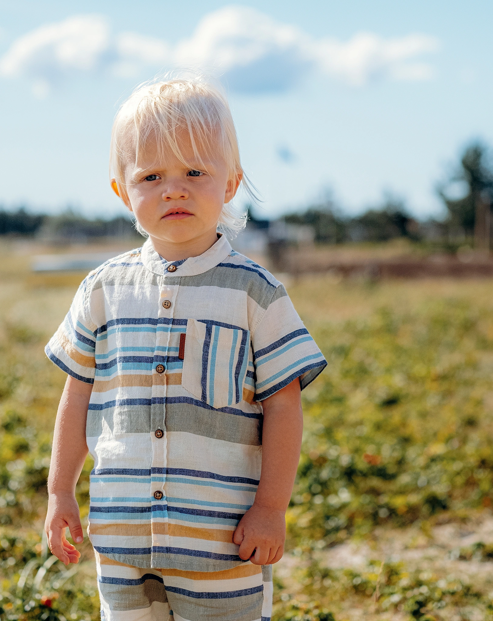 Shorts HARALD mit Leinen gestreift in seagrass