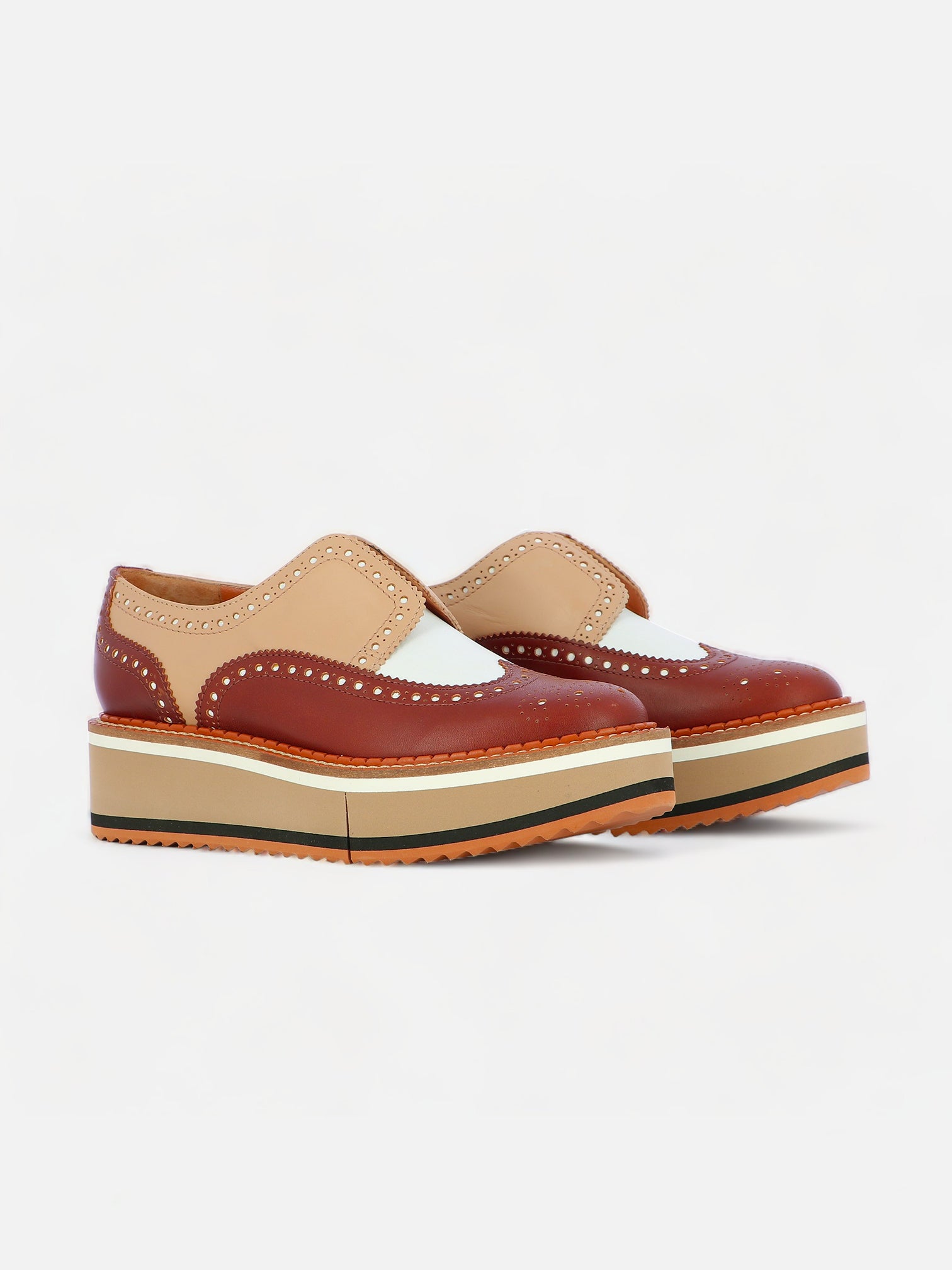 DERBIES - BECKA derbies beige, brown, white calfskin
